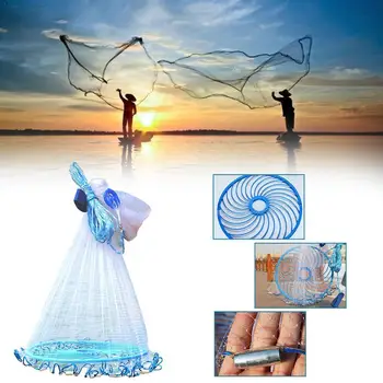 

Hand Throw Net American Style Finefish Cast Net Fishing Network Outdoor Gill USA Cast net Throw Tool Fishing Net Catch Hand F4R5