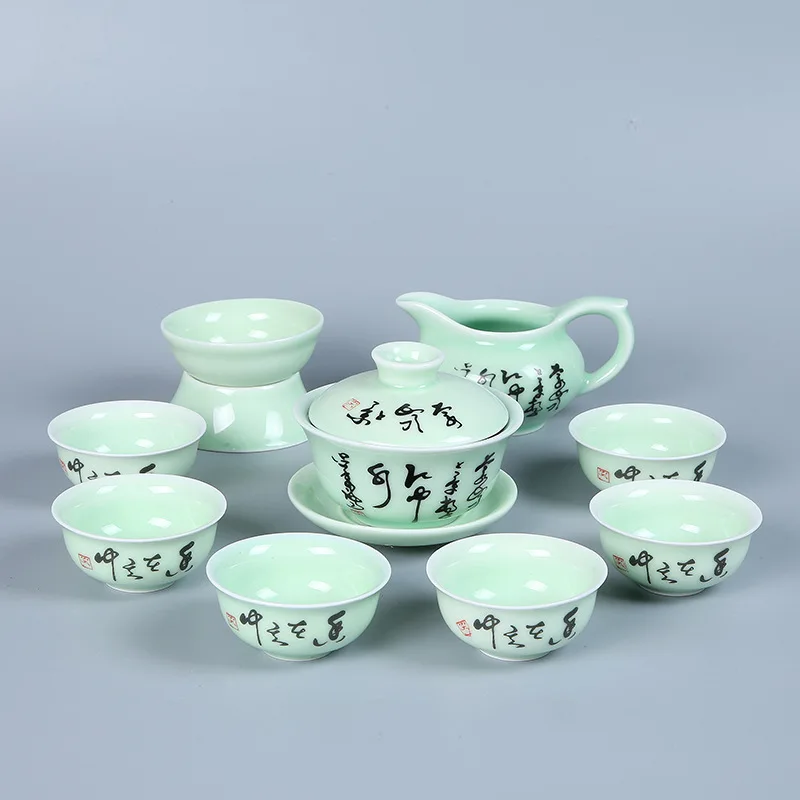 Стильный чайник с ручной росписью Celadon набор термостойкий чайный набор кунг-фу чайник офисная Бытовая Питьевая утварь WSHYUFEI
