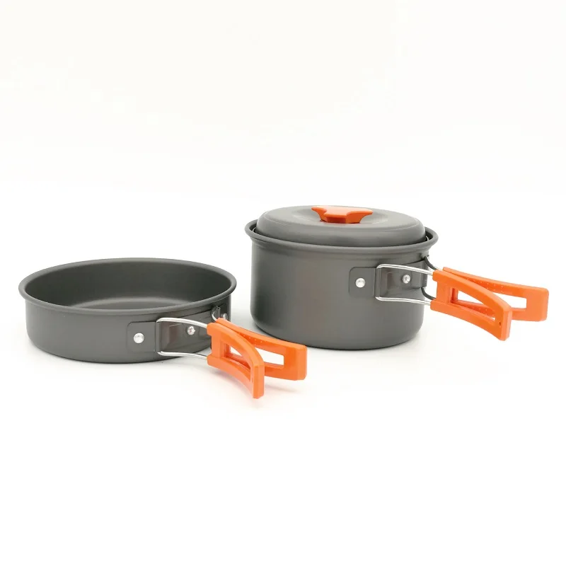 

2 Person Camping Picnic Frying Pan Skillet Cookware Sets Outdoor Cooking Set Include Rice Spone Soup Spone Bowl Pot Cover