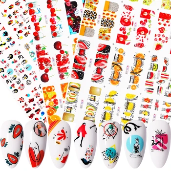 

12pcs Summer fruit Water Decals fruit/kiwi/banana/lemon/ Strawberry Designs Nail Stickers Wraps Slider Decoration