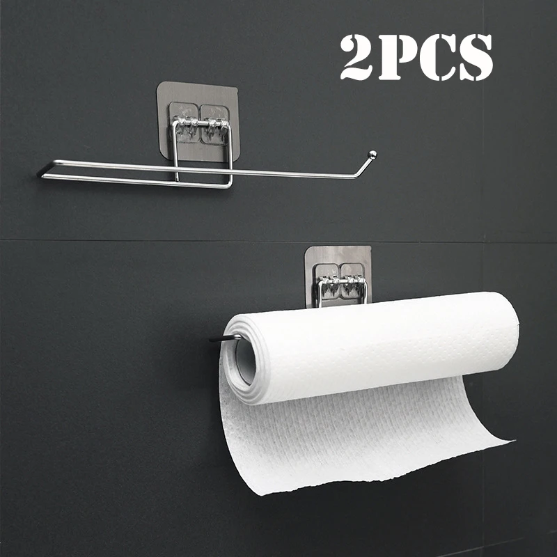 Kitchen Paper Roll Holder Bathroom Toilet Pape Storage Rack Towel Rack  Cabinet Rag Hanging Holder Self-adhesive Kitchen Hook - AliExpress