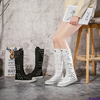 

Size 34-43 Fashion Boots Women Shoes Solid Flats Sneakers Women Black Knee Boots Casual Shoes Woman Breathable Autumn Lady Boots