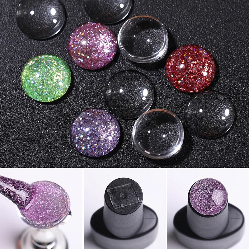 

10Pcs Gel Nail Polish Label Stickers Round Transparent Nail Color Button UV Gel Nail Display DIY Nail Art Tools Paster