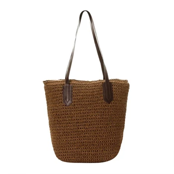 

Women'S Handmade Straw Braided Bag Woven Bag Natural Fashionable Outdoor Handbag Beach Bags