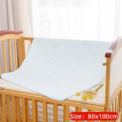 Washable Waterproof Reusable Cotton Baby Changing Pad - Breathable Infant Urinal Mat (80X100cm Blue)
