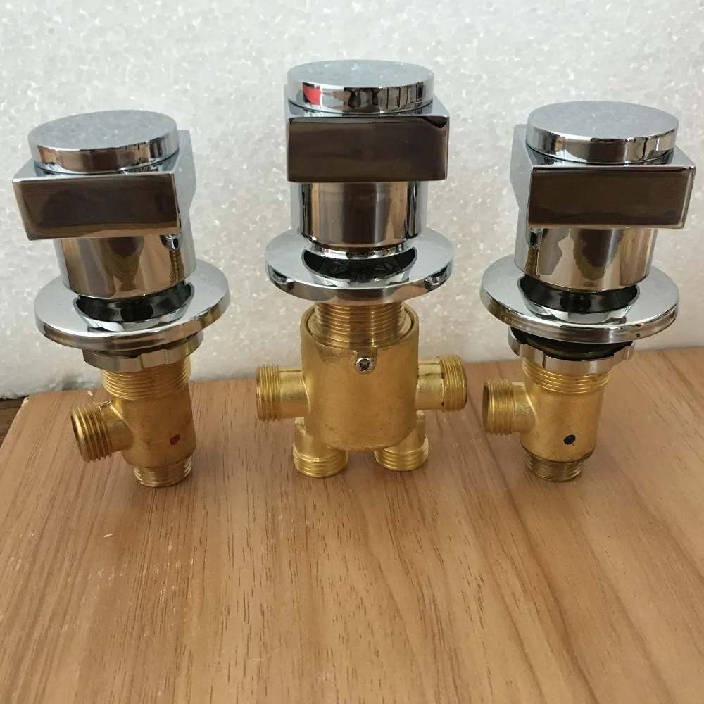 Square Handle Brass Switch Valve for Bathtub faucet shower mixer Bath faucet control valve Split five-hole cylinder side faucets 2