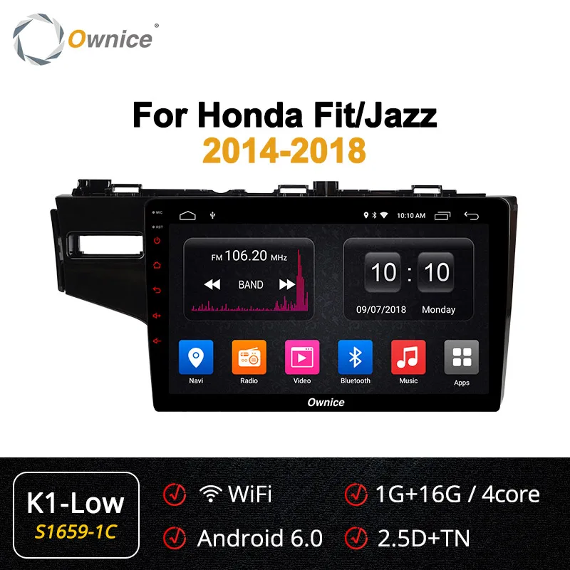 S1659-1 K1-Low 10,1 дюймов Ownice K1 K2 K3 K5 K6 Android 9,0 автомобильный dvd-плеер для HONDA FIT Jazz- 4G LET gps Navi 4G LTE 360 Panorama DSP - Цвет: S1659-1 K1-Low