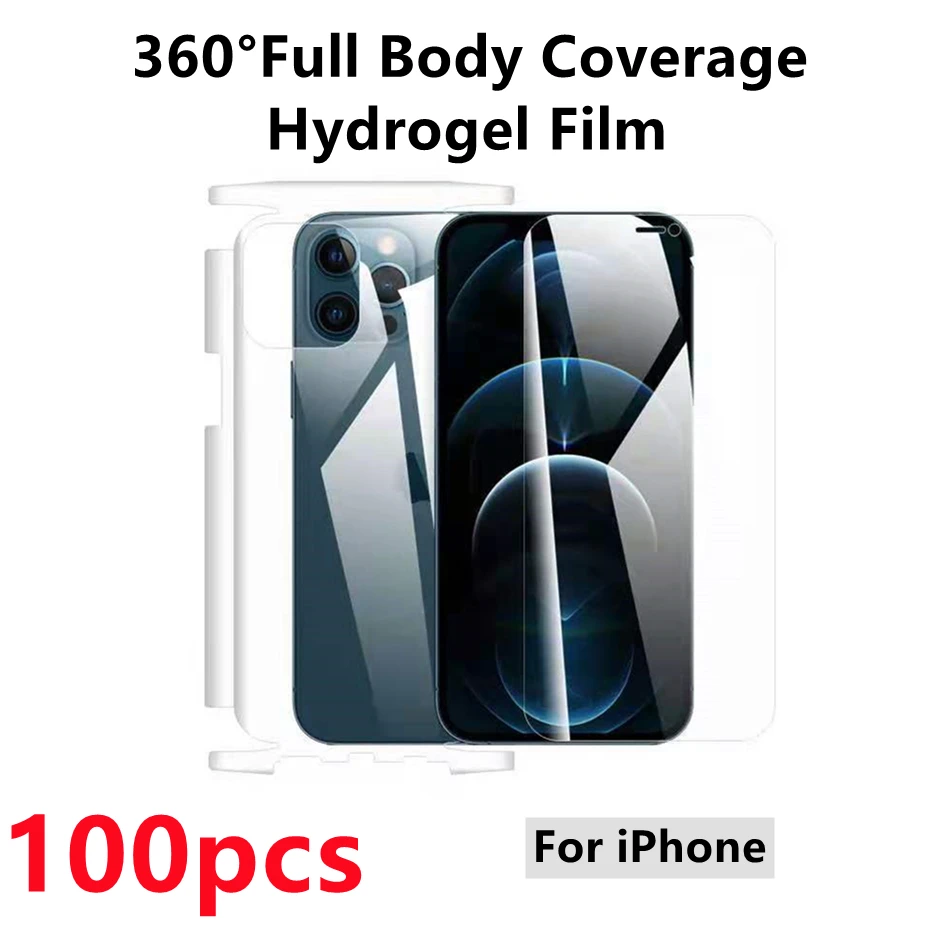 Гидрогелевая пленка с полным покрытием 100 шт. для iPhone 11/12/13Pro Max/Mini Защита экрана