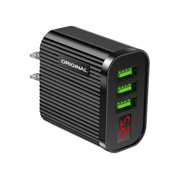 

3 Port USB Phone Charger 5V 3.1A Digital LED Display Travel Wall Charger Adapter for iPhone Samsung Xiaomi
