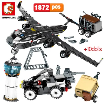 

1872+PCS City SWAT Team Transport Aircraft Building Blocks Military Technic Airplane Police Figures Bricks Kids Educational Toys