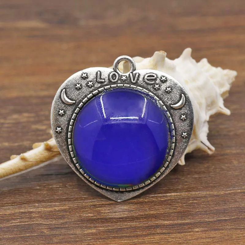 

2019 Newest Mood Necklace Pendant Retro Heart Shape Alloy Pendant Emotion Feeling Changing Color Mood Necklace Pendants