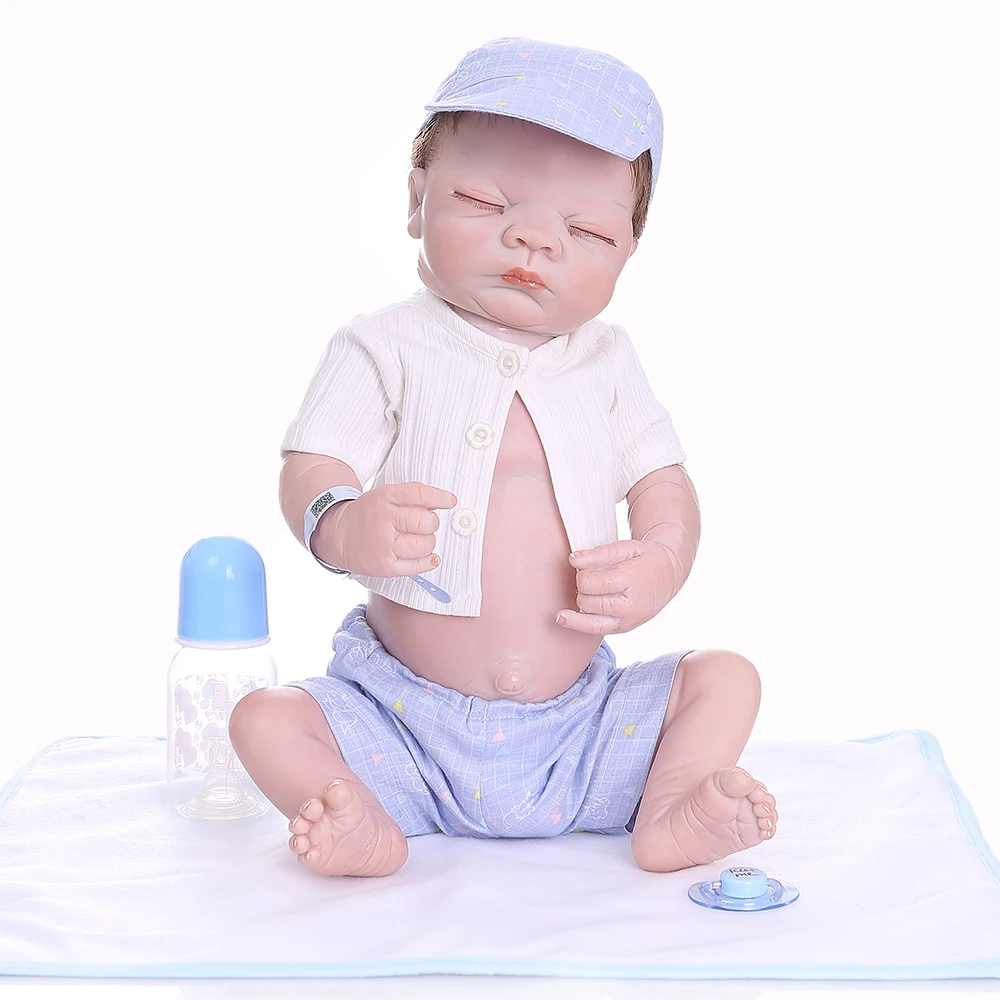 

52CM Vinyl Reborn Baby Dolls NPK new Design closed eyes Silicone Lifelike Alive boy Babies Doll Toys For girls Christmas gift