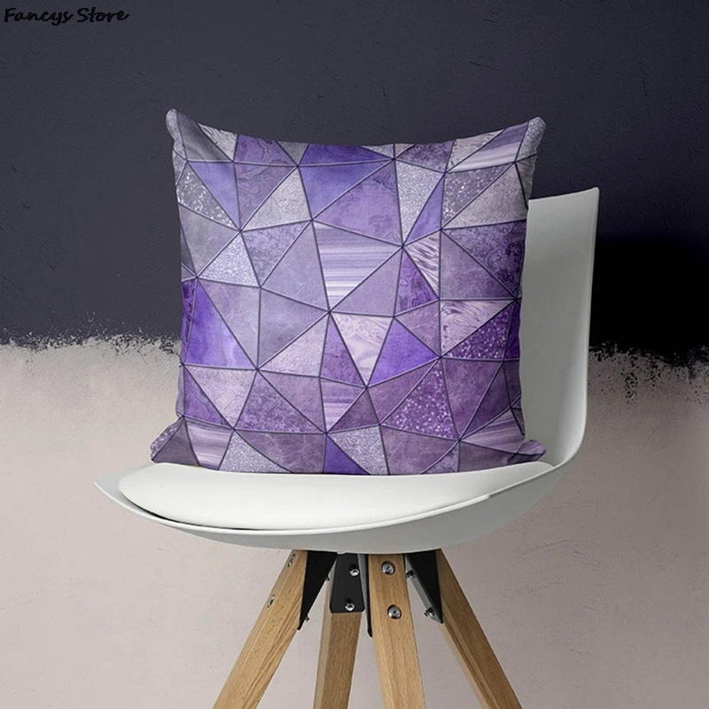 45*45 Simple Purple Single-sided Printing Pillowcase Sofa Car Decoration Family Pillow Cover Top Luxury Polyester Soft Ornament