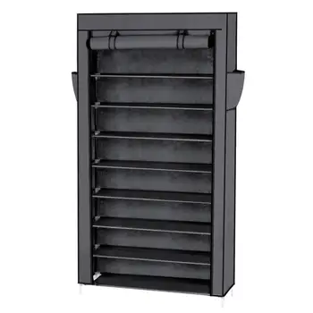 

10 Tiers Shoe Rack With Dustproof Cover Closet Shoe Storage Cabinet Organizer Gray