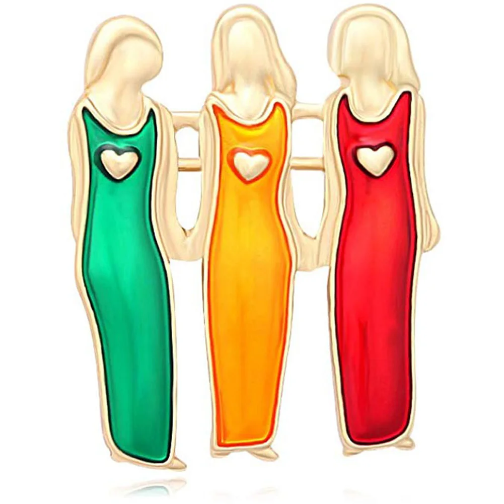 Gold 3 sisters Новые сестры Брошь булавка лучшие друзья Рождественский подарок ручной работы корсаж ювелирные изделия для пальто платье m99 - Окраска металла: Gold 3 sisters
