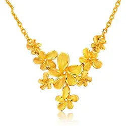 3D твердое золотое ожерелье корейский стиль Мода цветок тусклый Глянцевая подвеска легкие серьги подвеска Европейская валюта аллювиальная