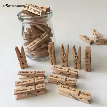 

Personalized Wooden Mini Clothespins Home Garden Craft Pegs Birthday Banner Clips Wedding Table Number Holders with Name n Date