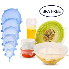 6/12 шт. силиконовых кейсов стрейч многоразовые крышки Еда Обёрточная бумага Чаша Пот крышкой силиконовый чехол для свежих продуктов уплотнения эластичные силиконовые кухонные крышки кухонная посуда