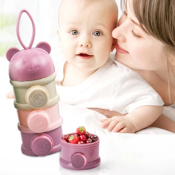 

1 Pcs Colorful Milk Powder Formula Dispenser Food Container High Capacity Portable Three Grid Food Storage Box Easy Clean