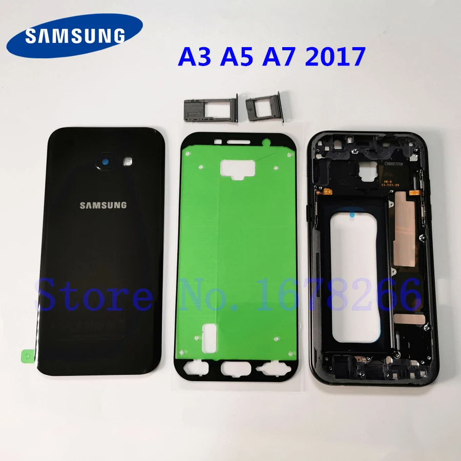 SAMSUNG Galaxy A3 A5 A7 A320 A520 A720 полный Корпус чехол сзади Батарея двери Стекло чехол A320F A520F A720F средняя рамка