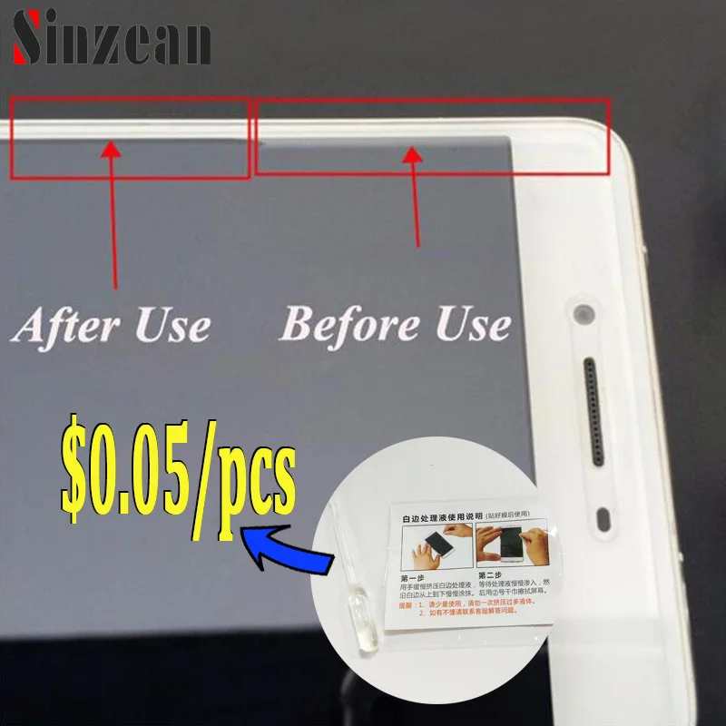 500pcs For Iphone 11 Pro Max Tempered Glass White Edge Revising Liquid