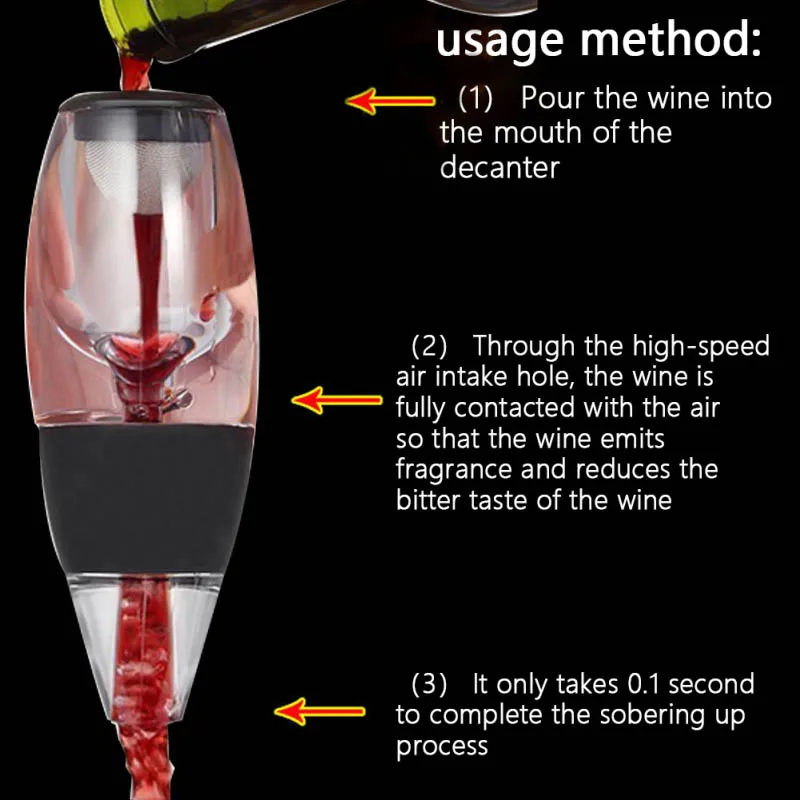 Description Picture 5 of itemPortable Red Wine Decanter Aerator Bernoulli Air Magic Aerator Red White Wine Whisky Quick Decanter Equipment Bar Accessories