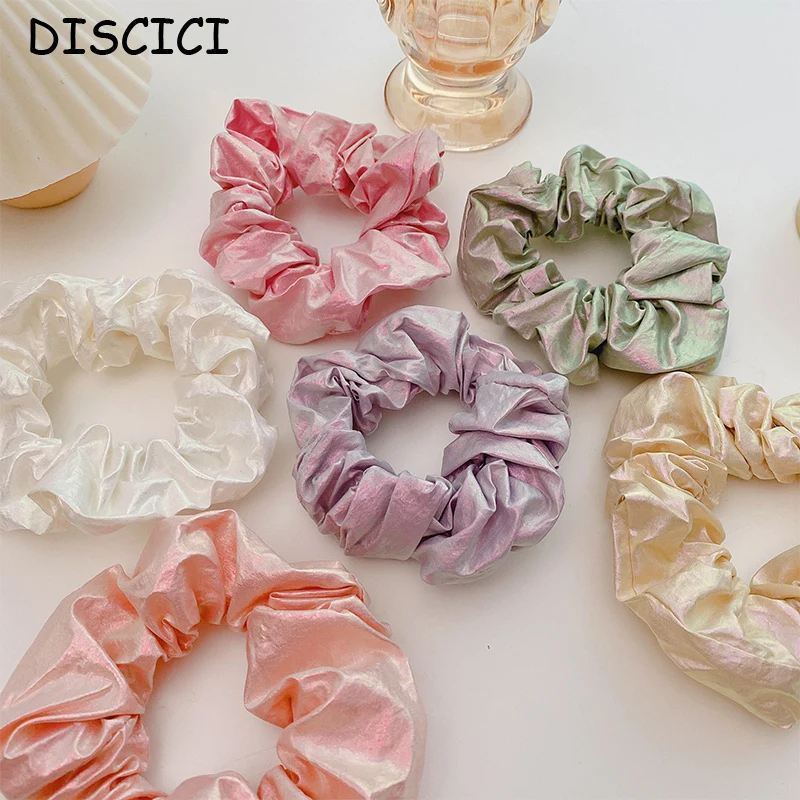 

DISCICI 2020 New Fashion Solid Color Hair Bands For Women Accessories Ring Simple Satin Mist Glossy Girl Heart Headband Ornament