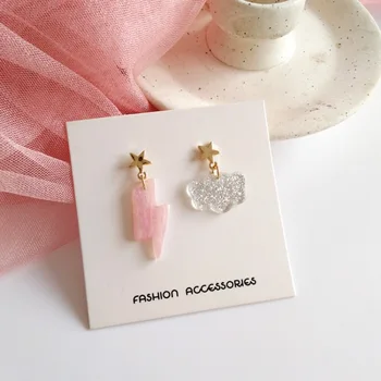 

Fashion Korea Asymmetric Acrylic Cute Lightning Glitter Cloud Stud Earrings for Women Lovely Girls Star Earrings Ear Jewelry