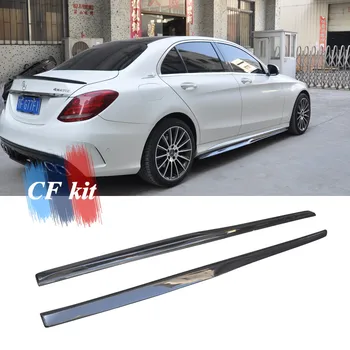

PSM Style Carbon Fiber Side Skirts Extension Lip For Mercedes Benz W205 AMG C63 4 Door Body Kits Car Styling