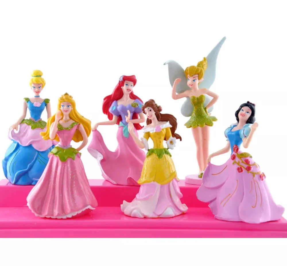 Disney детские игрушки 5 шт./компл. 10-13 см, платье принцессы Эльзы из мультфильма "Холодное сердце" Русалочка Белоснежка со сказочным цветком ПВХ фигурка Коллекционная модель куклы