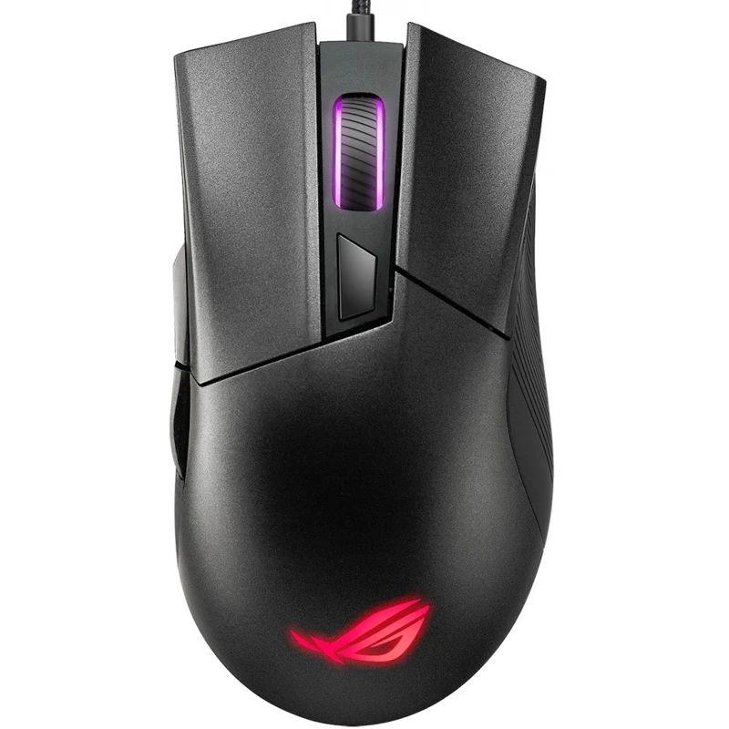 Мышь ASUS ROG Gladius II Core 90MP01D0-B0UA00 проводная, оптическая, 6200 dpi, USB, RGB подсветка, цвет: черный