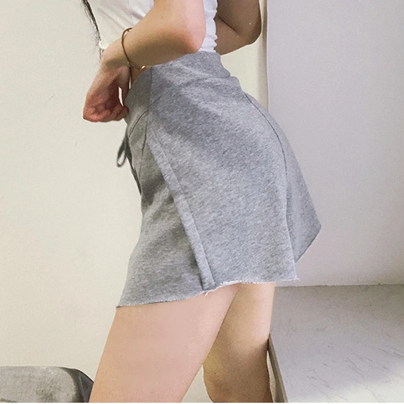 Summer Ladies Casual Loose Shorts Beach Girl Solid Color High Waist Tied Wide Loose Casual Wild Shorts S Size