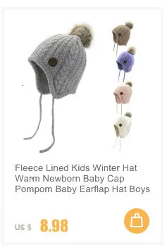 Теплая детская вязаная шапка с подкладкой для маленьких девочек и мальчиков, шапка-ушанка для новорожденных, зимние теплые шапки и кепки