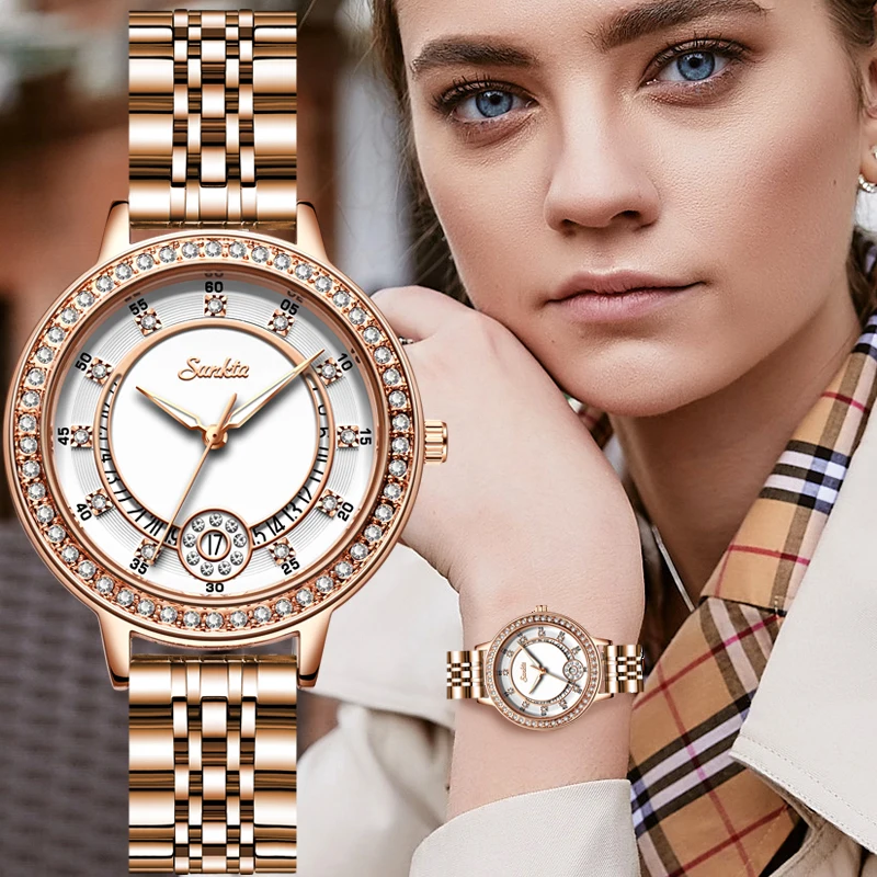 SUNKTA Women Watches Woman Dress Top Brand Luxury Gift Bracelet Watch