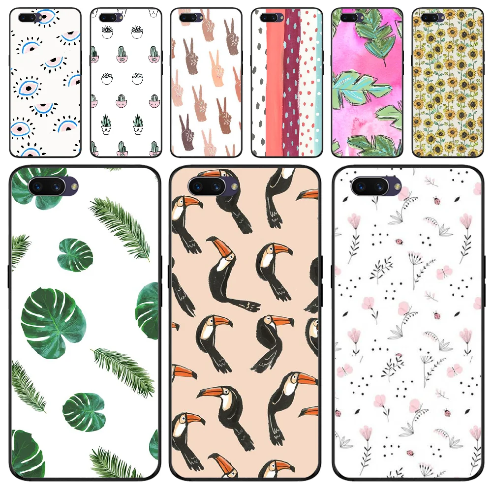 

OFFeier Small fresh flowers and birds Soft Silicone TPU Phone Cover For OPPO F5 F9 F3 F11 pro A92020 K1 A77 RENO A52020