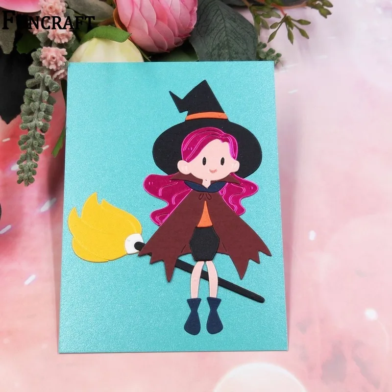 Магический переключатель для Хэллоуина метла тиснение высечки Alinarcraft карт