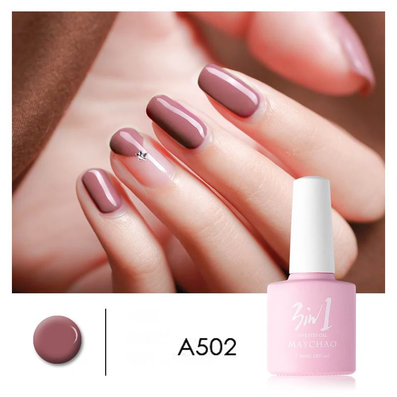 MAYCHAO 36colors 3 in 1 Gel Nail Polish UV LED Gel Varnish Soak Off Nail Lacquer For Autumn Winter Long-lasting - Цвет: A502