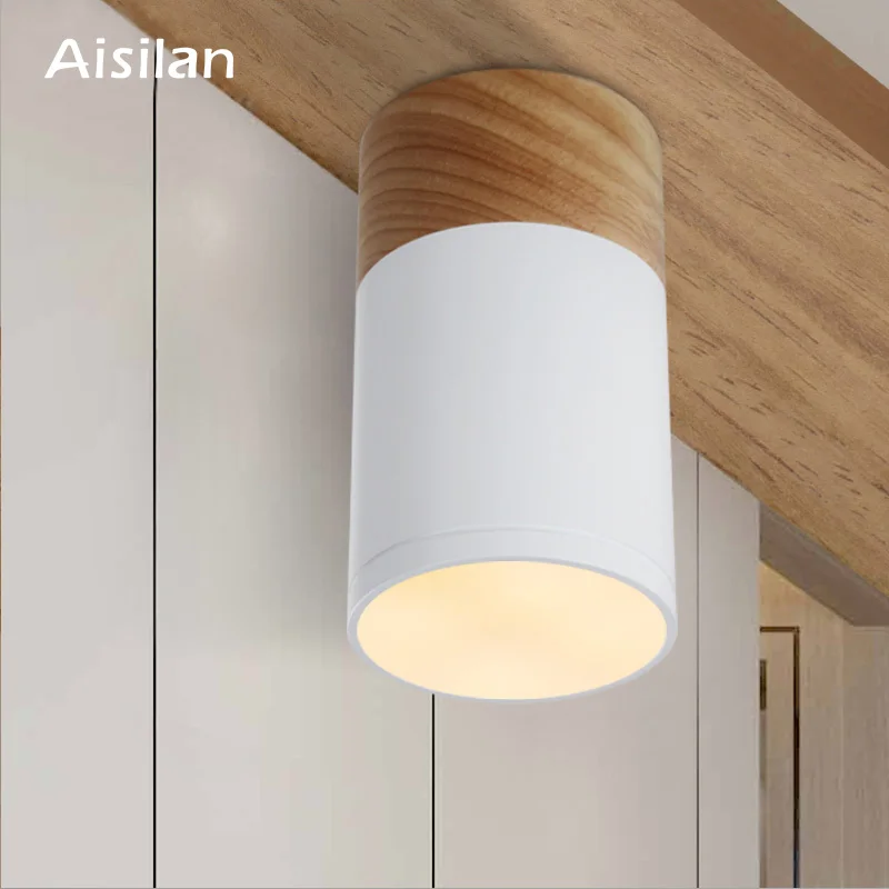 Aisilla светодиодный потолочный светильник, деревянный потолочный светильник для гостиной, спальни, кухни, коридора, коридора, AC85-260V, 5 Вт, монтируемый на поверхности светильник