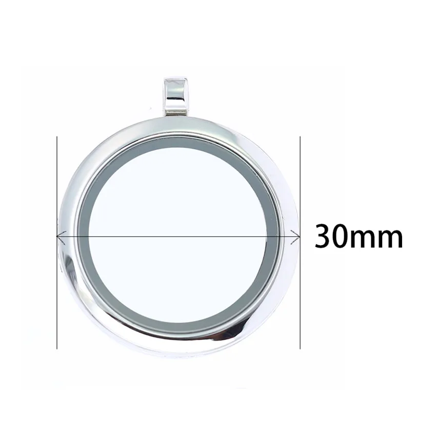 30mm plain Плавающий медальон Плавающие амулеты медальоны живой памяти ожерелье кулон с 42 см цепь с 10 шт Случайные амулеты рождественские подарки - Окраска металла: 30mm plain