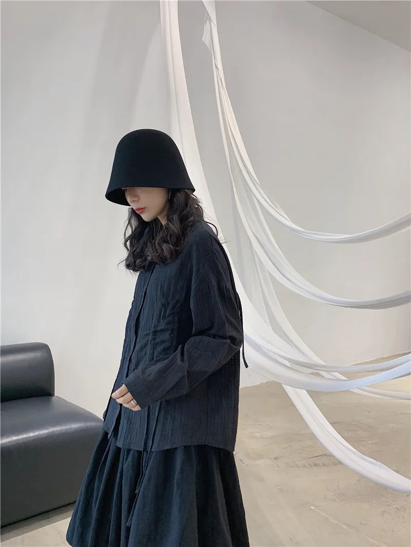 SuperAen Fashion Shirt Female Drawstring Autumn New Women Blouses and Tops Solid Color Cotton Wild Women Clothing