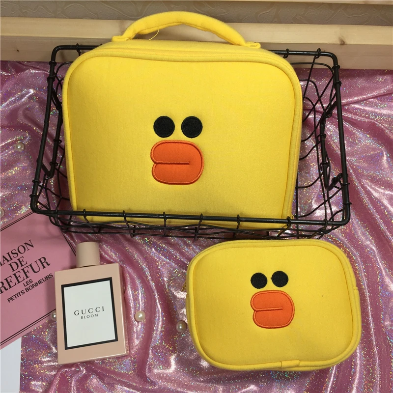 Корейская Милая косметичка с рисунком коричневого медведя из мультфильма, хлопковая дорожная Большая вместительная сумка для хранения, новая косметичка, сумка-Органайзер