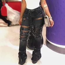 JAYCOSIN, новинка, свободные синие джинсы для женщин, корейский стиль, высокая талия, прямые, рваные, джинсовые повседневные штаны, джинсы, штаны для женщин 1126