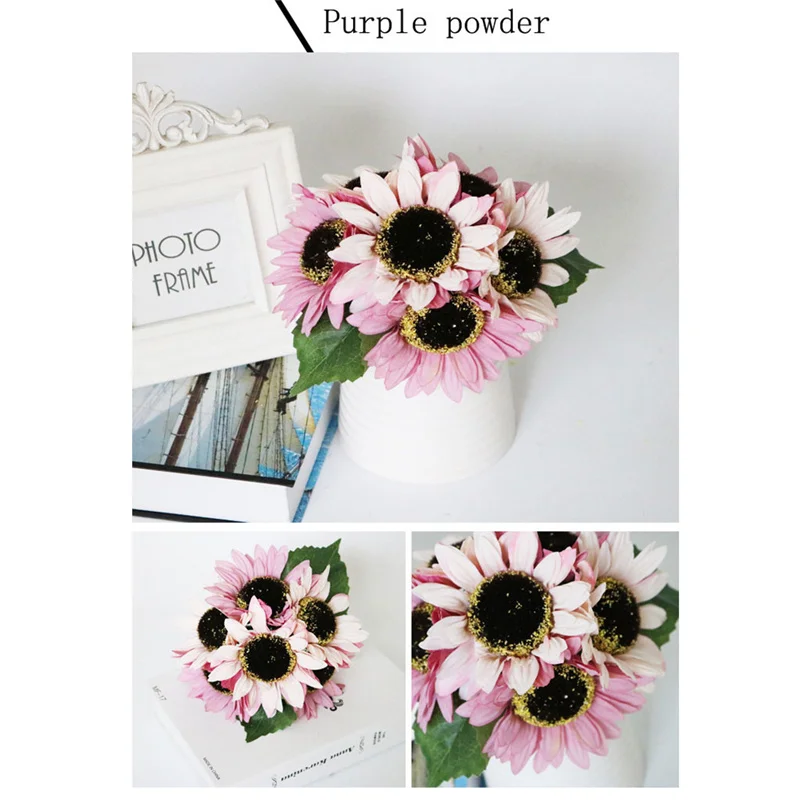 Fake Sunflowers Silk Flowers Table Centerpieces Arrangements Home Indoor - Color: E