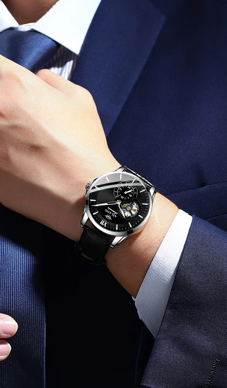 AILANG 2024 Fashion Blue Mechanical Watch For Men Stainless Steel Mens Watches Top Brand Luxury Automatic Skeleton Wristwatches_voghion.com