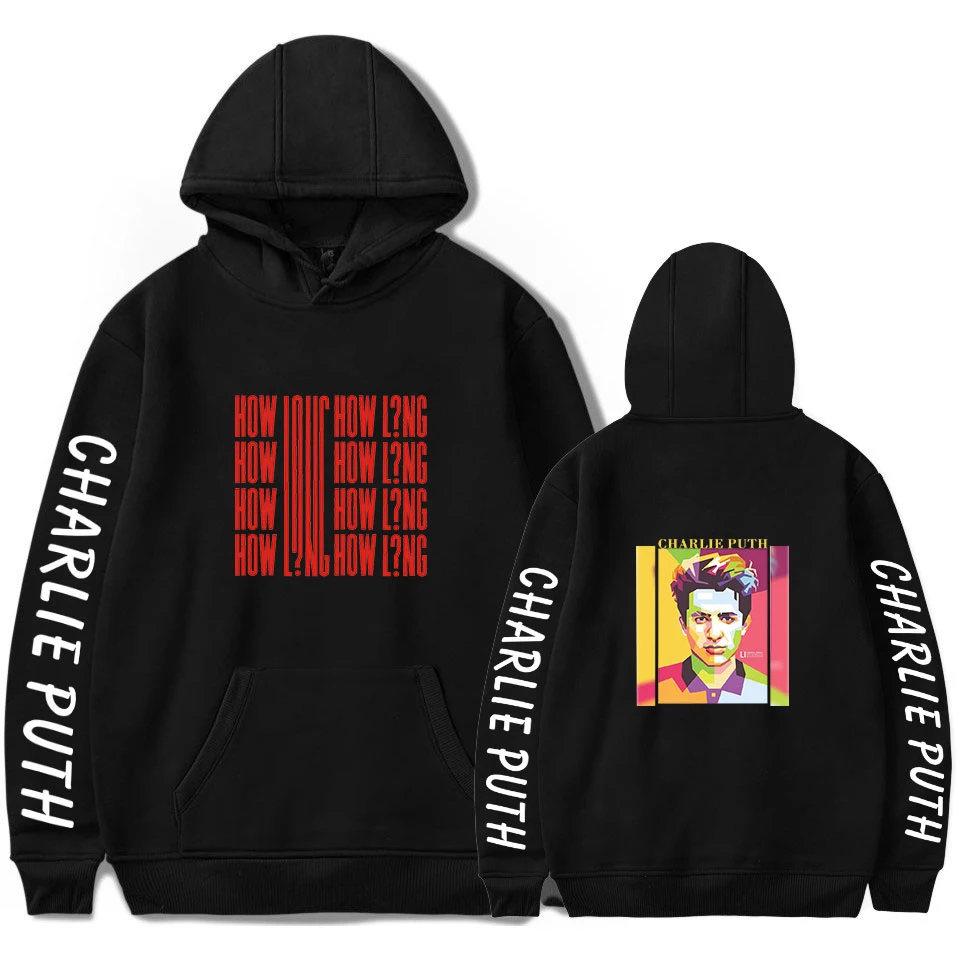 Sweatshirt Hoodie singer Charlie Puth printed Men Sign Printing Hip hop Rock Star sweatshirt  Band Hoodies Men stranger things