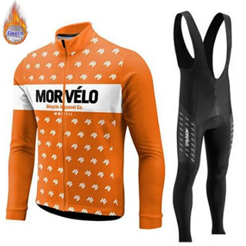 Morvelo зимний комплект с длинными рукавами, теплая флисовая велосипедная одежда, гоночная велосипедная профессиональная команда, Велоспорт Джерси для мужчин, Maillot Ropa Ciclismo - Цвет: 2