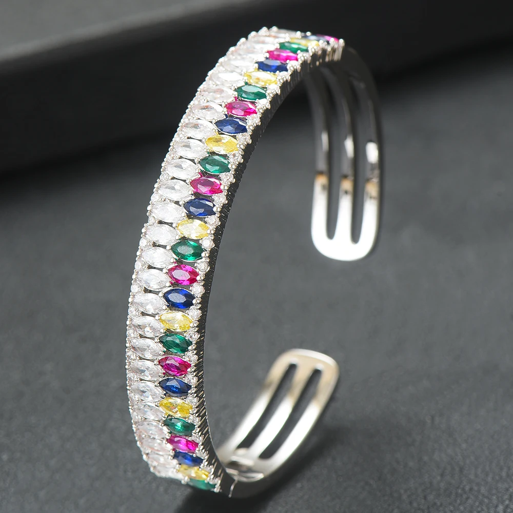 GODKI Luxury Trendy Saudi Arabia Bangle Silver Ring Set Jewelry Sets For Women Wedding Engagement brincos para as mulheres