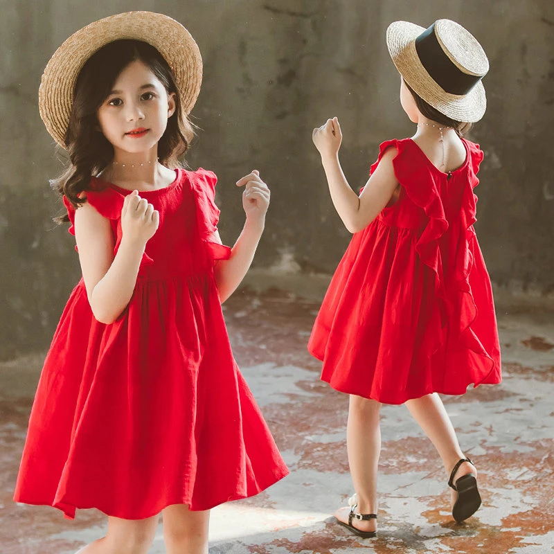 Mädchen Kleider Mode Mädchen Kleid Baumwolle Rot Rüschen Design Baby Mädchen  Kleid Kinder Kleider für Mädchen Casual Wear Kinder Kleidung|Dresses| -  AliExpress