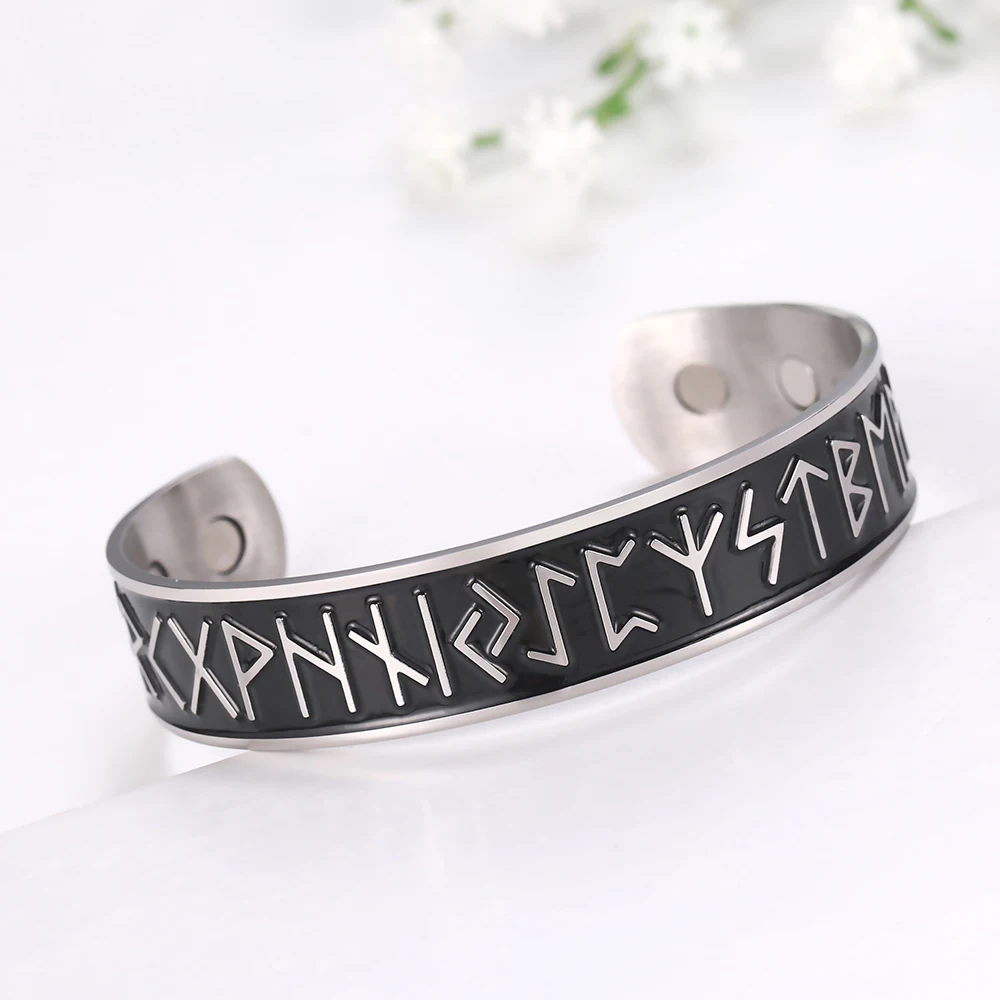 Нержавеющая сталь Skyrim нордические руны викингов манжета Wicca амулет винтажный