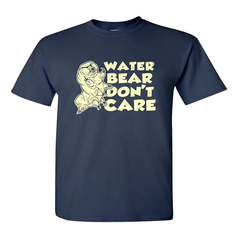 T Shirt Funny Water Bear Don't Care Tardigrade Science Adult Mens Unisex T-shirt Navy Hot Sale Casual Clothing | Мужская одежда